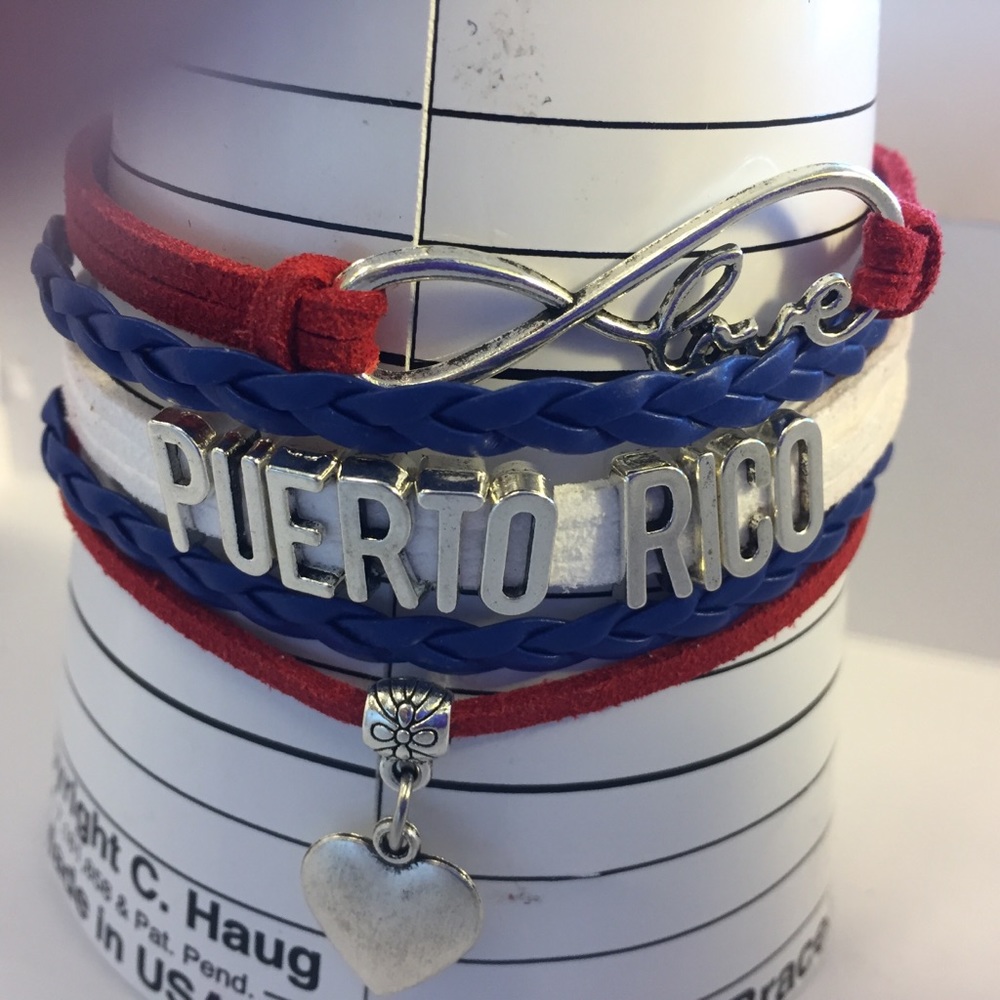 Puerto Rico leather charm Bracelet